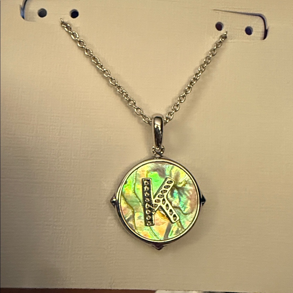 🩶Kendra Scott Silver & Mother of Pearl Reversible Initial Necklaces🩶 - Picture 10 of 14
